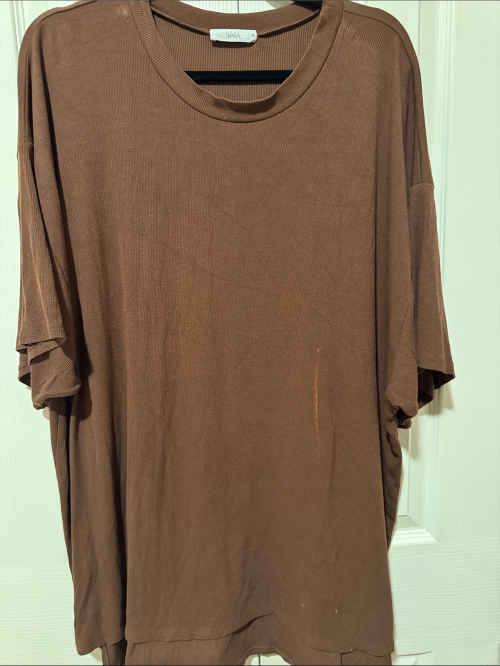 NOVI BIKE SET from Talulah - has bleach spots  Brown Short-Sleeve Crewneck Shirt